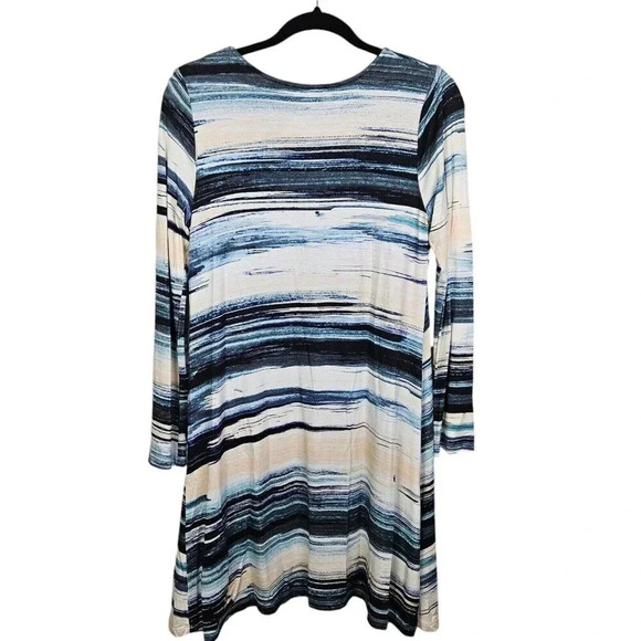 Karen Kane Multicolor Rayon Blend Scoop Neck Long Sleeve Knee Length Dress Small - Picture 2 of 10